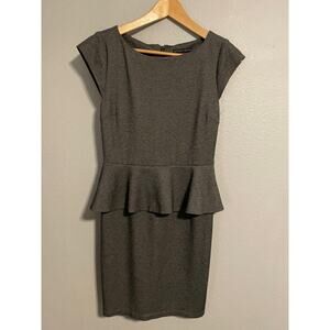 Alice + Olivia Employed Womens Peplum Dress Small Gray Rayon Silk Blend Preppy